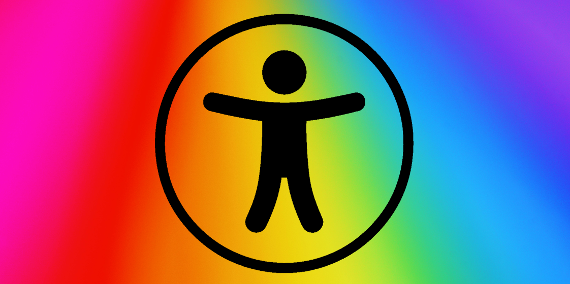 Icona dell'accessibilità su sfondo arcobaleno